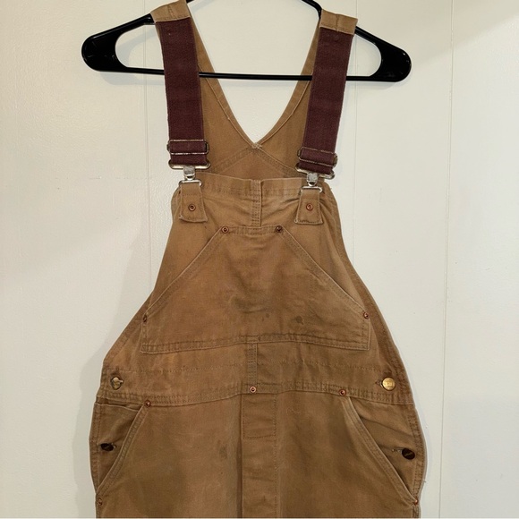 Vintage Union made carhartt overalls brown distressed 36x32